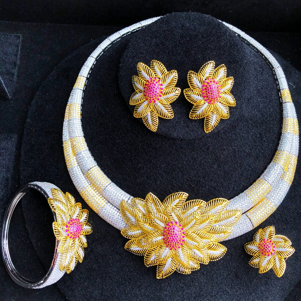 

Missvikki Новинка 4 шт. Роскошные Подвески Ювелирные наборы ожерелье женское кольцо Полный Кристалл нигерийский Свадебный подарок высокое качество