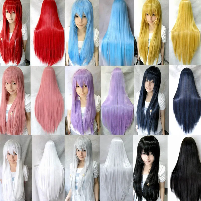 Fashion Long Straight Cosplay Anime Wig for Woman Multicolor Heat Resistant Full Elastic Hair Wigs Party Supplies Accesorios