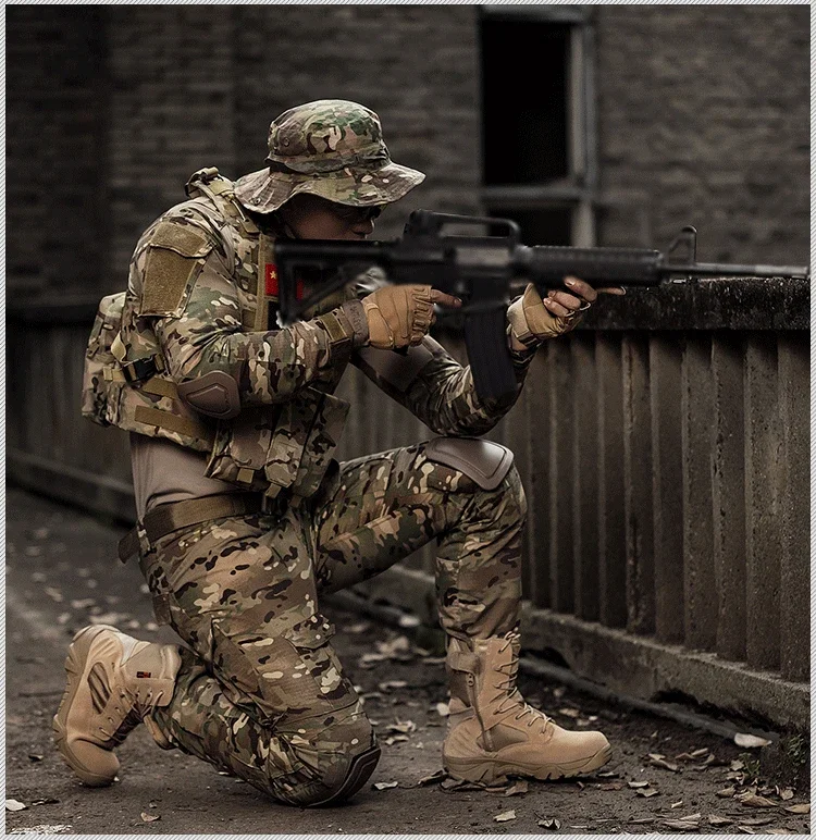 Uniformes táticos masculinos rip-stop camuflagem conjuntos de