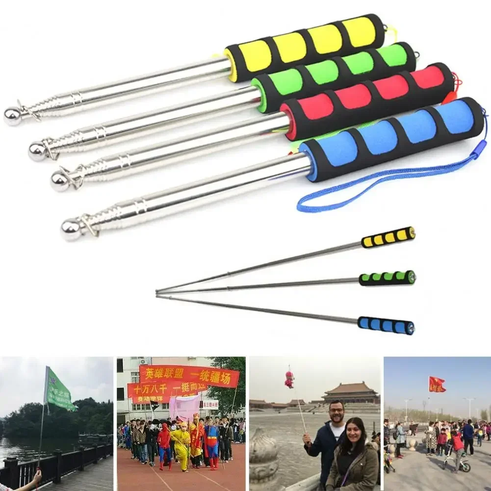 Sturdy Flag Pole Telescopic Flagpole Non-slip Handle Portable Handheld for Teaching Pointer Stick