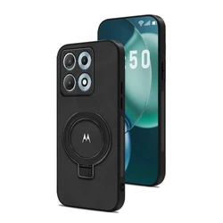 Luxury Business PU Leather Magnetic Shockproof Protective Case - Skin Feel Design for Moto Edge 70 Max 5G (Black bracket)