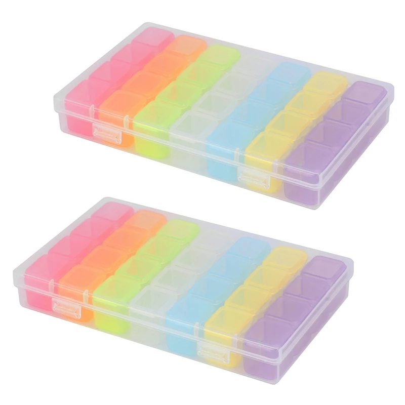 

2X 28 Grid Plastic Storage Box Storage Box Jewelry Box Bead Box Nail Art Rhinestone Diamond Box Jewelry Storage Box