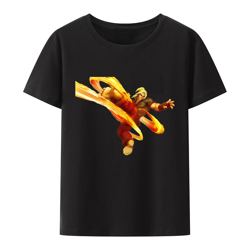 

Street Fighters 5 Characters Ken Cotton T-shirts Leisure Anime Shirt O-neck Style Camisa Roupas Masculinas Men Clothing Humor