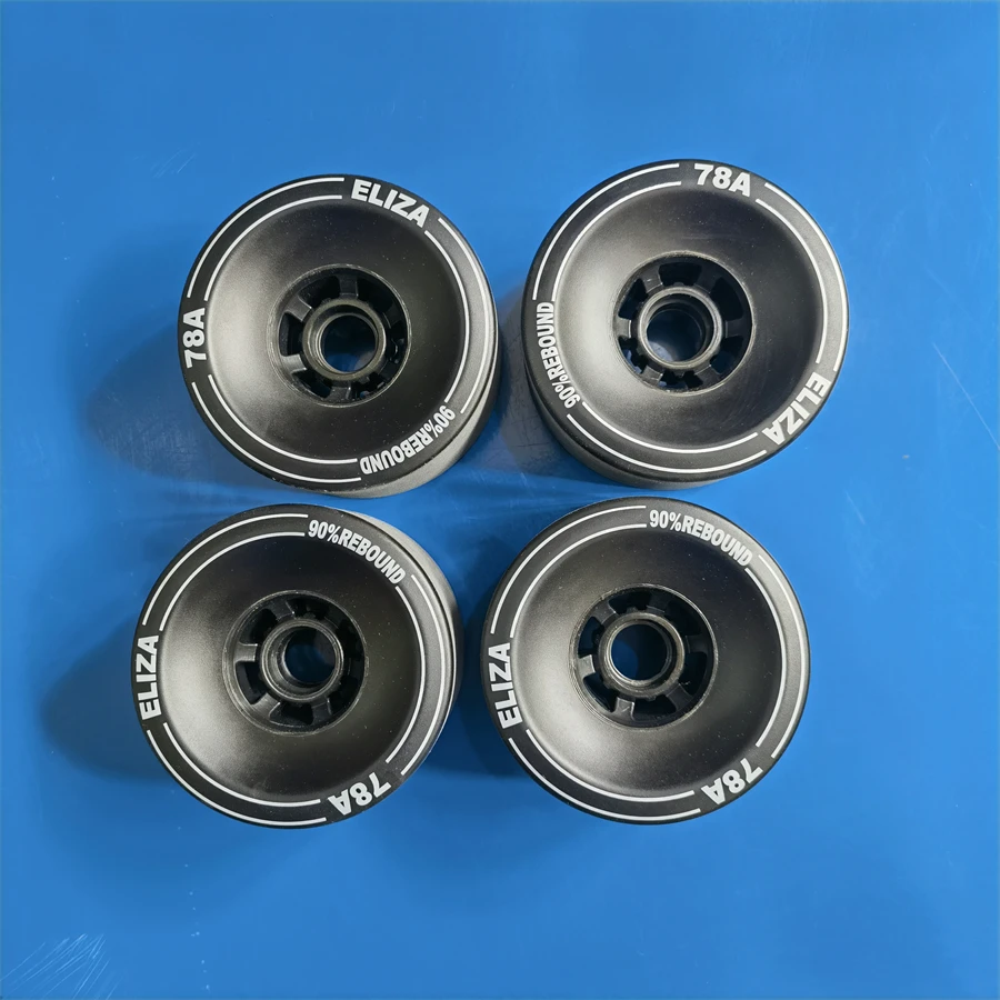 ELIZA Longboard Skateboard Räder 100*56mm SHR78A, 90% Rebound Elektrisches Longboard-Rad mit Stoned-Oberfläche in Weiß, Schwarz, Gelb zur Auswahl – Detail 1