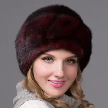 

Autumn and Winter New Real Whole Mink Fur Grass Hat Beret Foreign Trade Warm Ear Cap Keep Warm Knitted Adult Windproof Hat