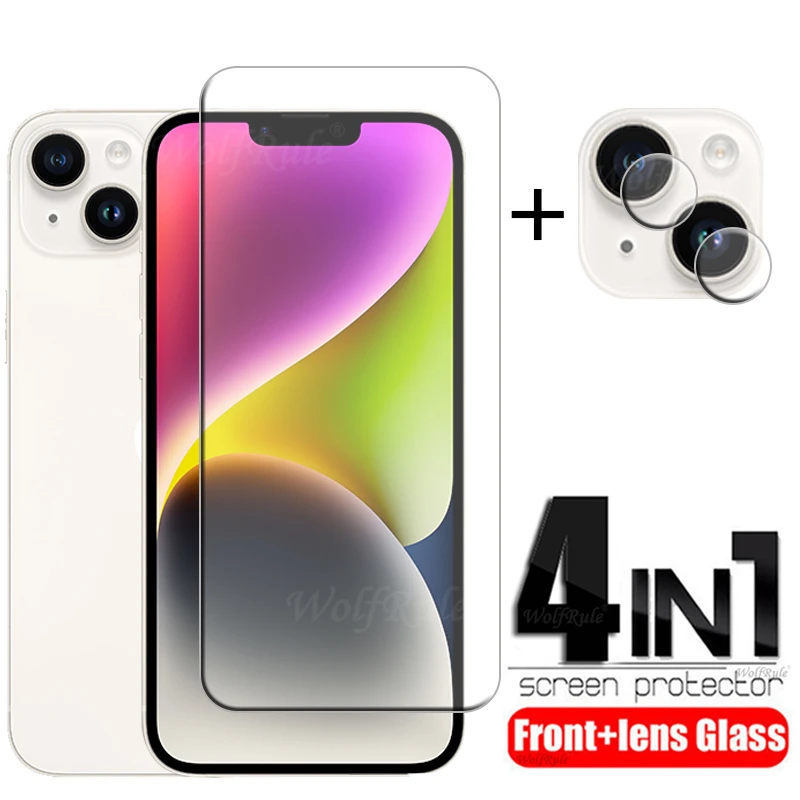 4 In 1 For Iphone 14 Glass For Iphone 14 Plus Tempered Glass Screen Protector For Iphone 8 Plus 11 12 13 14 Pro Max Lens Glass Phone Screen Protectors Aliexpress