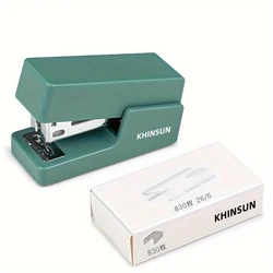 Compact Deli Mini Stapler Set - Colorful Paper Binding Fashion Stationery (Green Set)