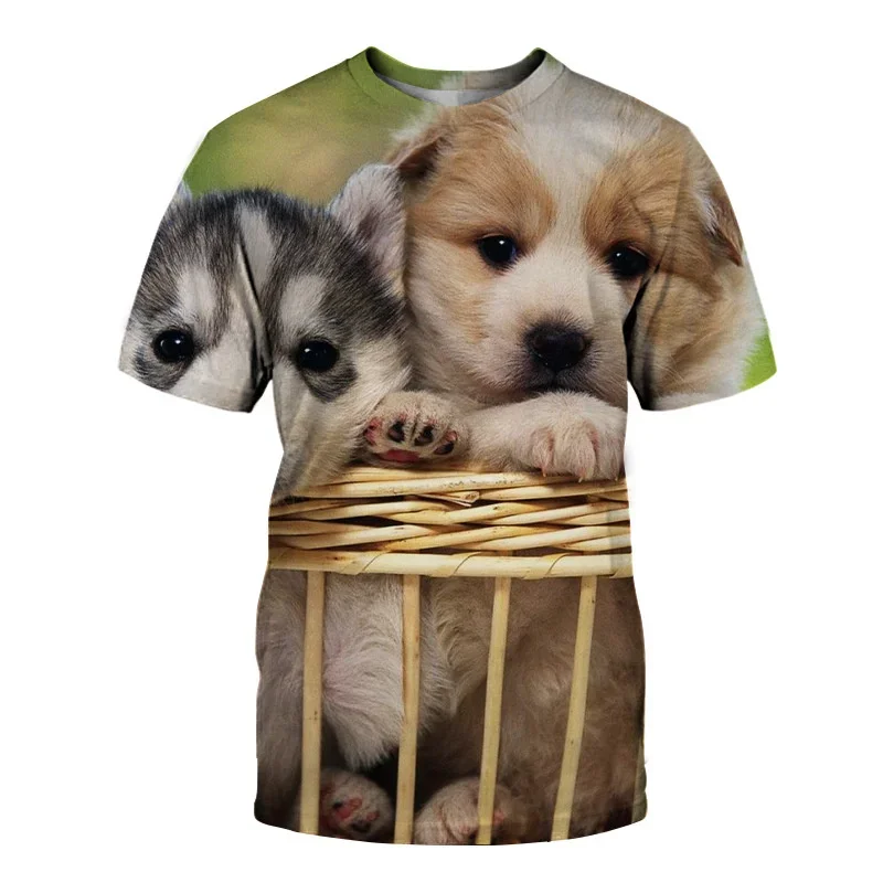 Футболка оверсайз с круглым вырезом и коротким рукавом, модная рубашка с 3D-принтом кошек и собак, топы для мужчин и женщин, одежда на лето