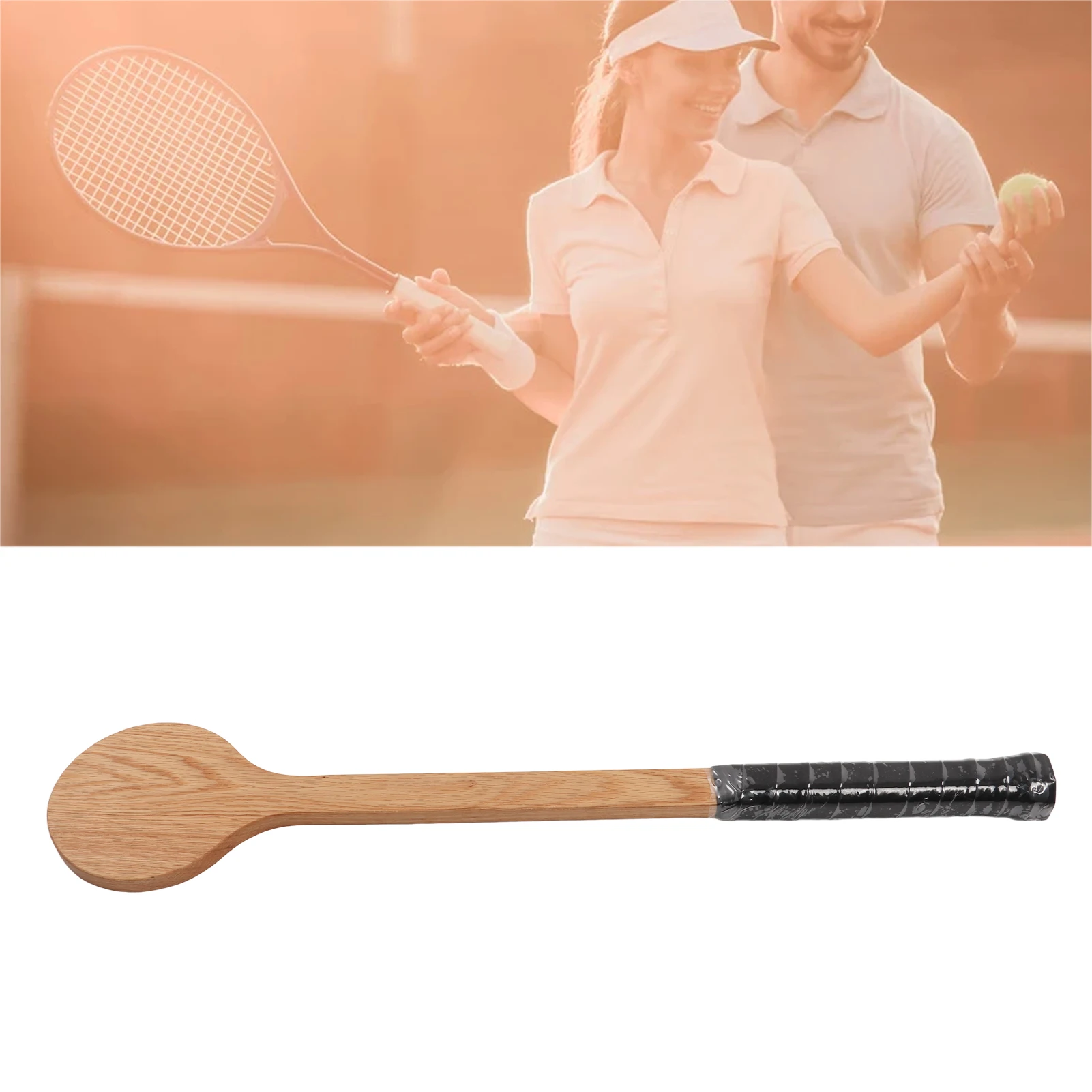 Tennis Pointer Spoon Wood Sweet Pointer Trainer Racket Swing Practice Training Aid with Storage Bag for Sports
