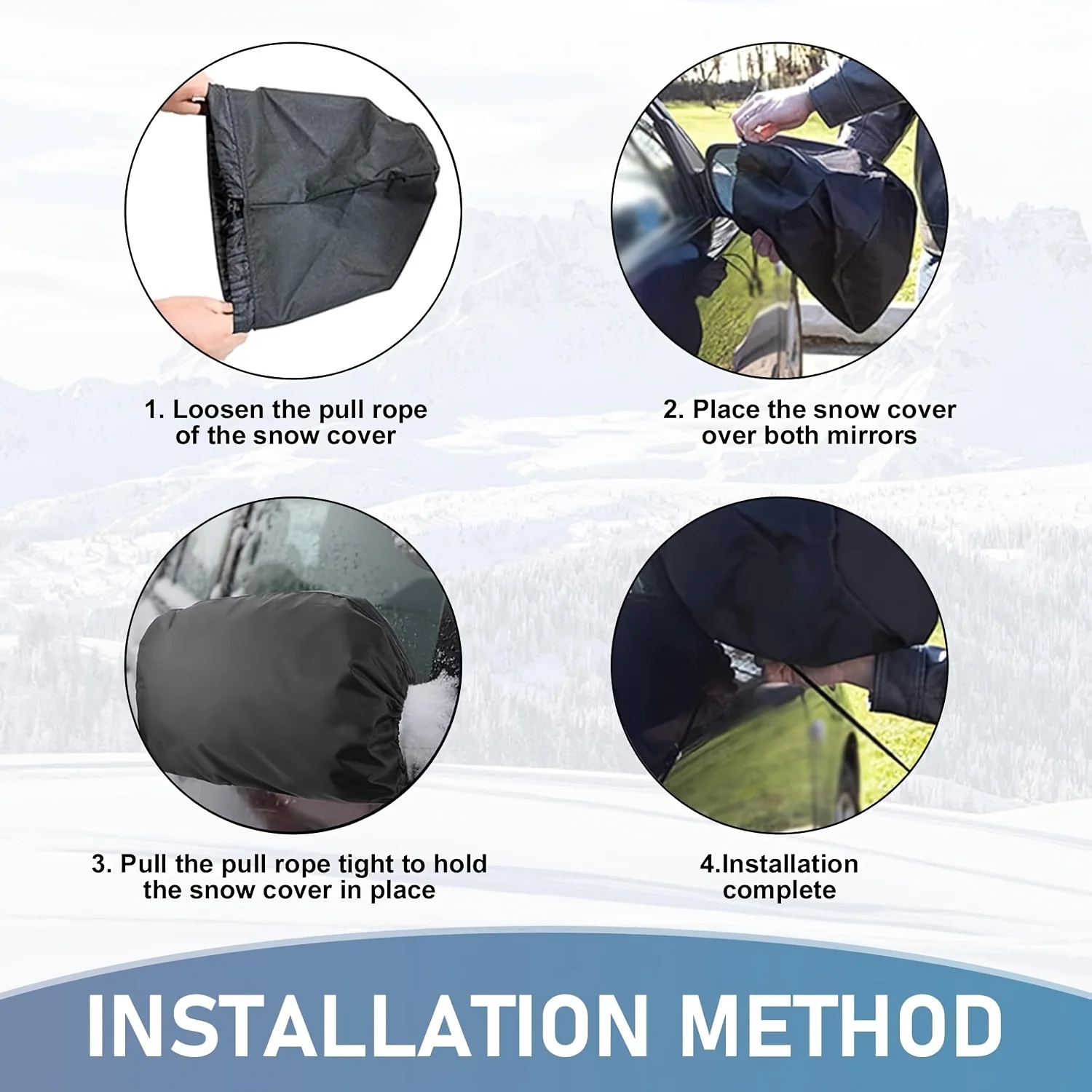 1Pair Rearview Mirror Snow Cover Winter Left and Right Side Mirror Protector Oxford Cloth Snow Freeze Dust Cover Car Accessories