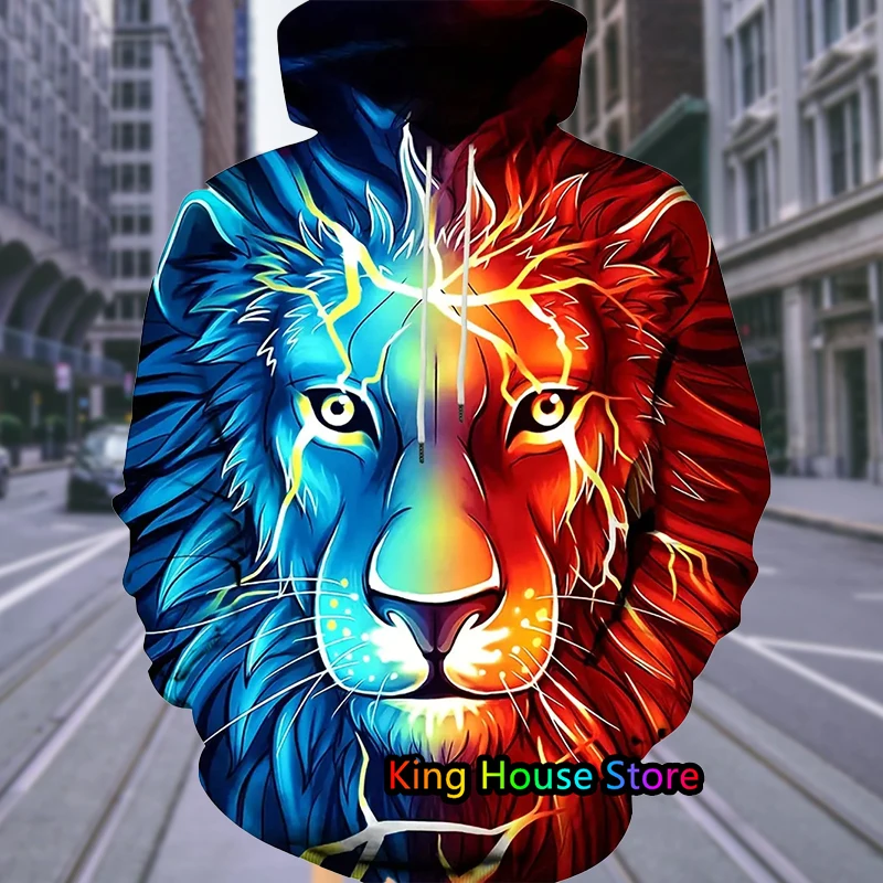 Autumn Fashion Hoodie 3D Printed Fashion Men's Lion King Hoodie Harajuku Streetwear Pullover Sweatshirt Casual Tracksuit Hoodie