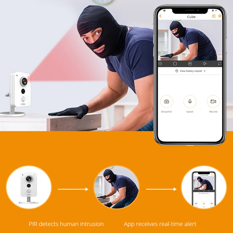 Security Cameras IMOU Cube 4MP WiFi IP Camera External Alarm Interface PIR Two-Way Talk Abnormal Sound Detection Excellent Night Vision IPC-K42P