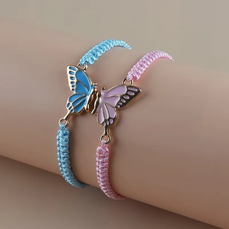 2Pcs Einfache Schmetterling Hand Woven Paar Armband Für Frauen Männer Modische Schmetterling Armreif Vielseitig Woven Armband Geschenke – Detail 4