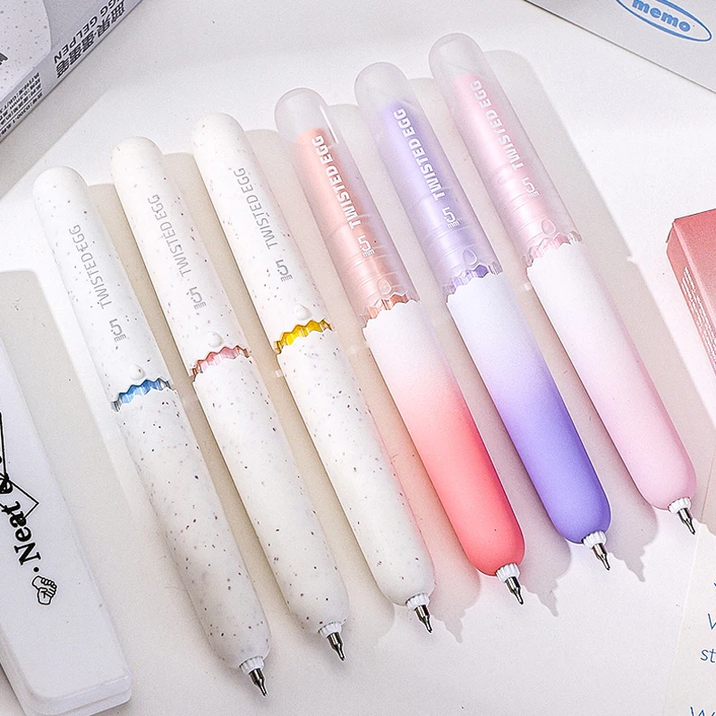 3 Pcs/Set Mini Portable Egg-shaped Gel Pens Stylish Rotating Refill 0.5mm Pocket Pens Quick-Dry Smooth Writing Black Ink Pens