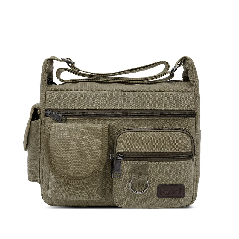 1 men's retro canvas crossbody bag, casual travel shoulder bag, outdoor sports with adjustable shoulder straps