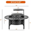 36 Inch Fire Pit with 2 Grills, Wood Burning Fire Pits for Outside with Lid, Poker and Round Waterproof Cover, BBQ& Outdoor Fire 5