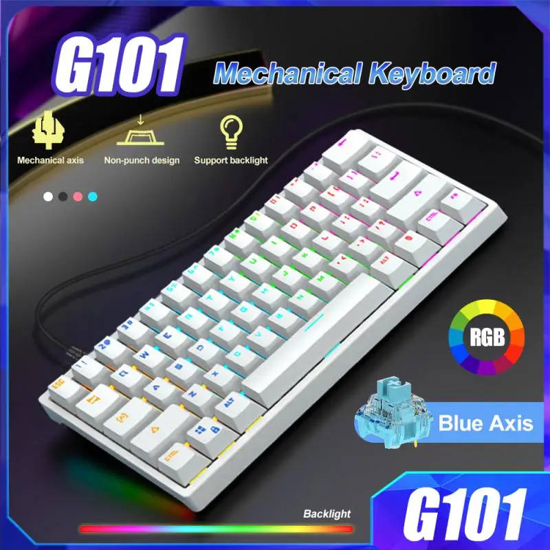 Mechanical Gaming Wired Keyboards Portable 61keys Backlit Keyboard Usb