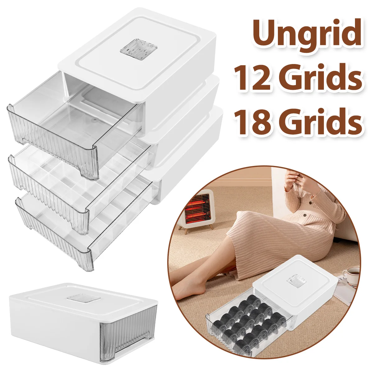 

Underwear Organizers Large Capacity Underwear Storage Box Stackable Underwear Divider Bin Multipurpose Bra Storage Box with