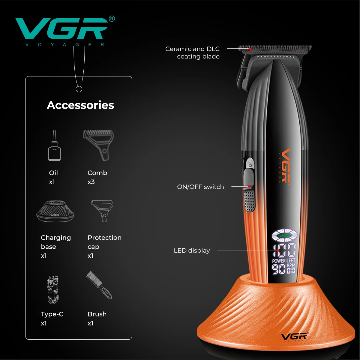 VGR الراقية مقص الشعر الكهربائية 9000 دورة في الدق...