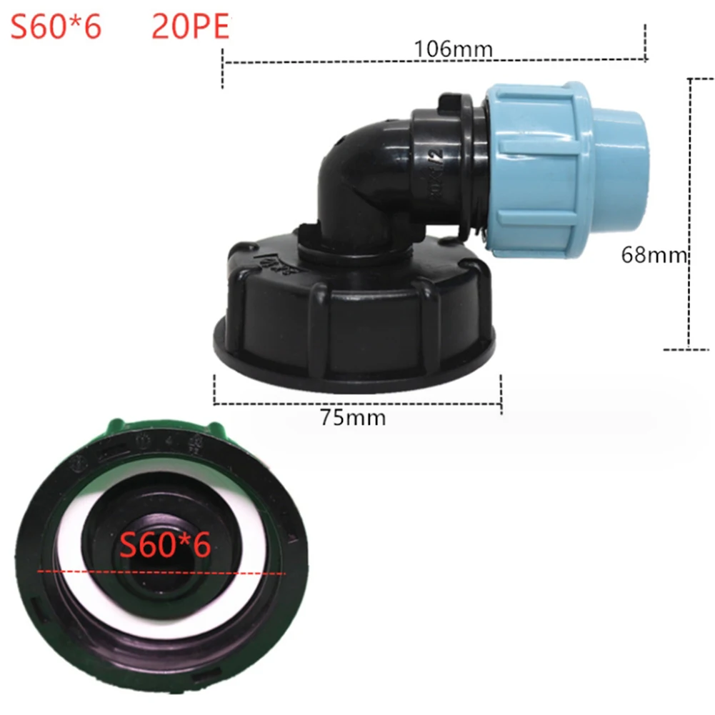 

IBC Tank Adapter 20/25/32mm Elbow Outlet Garden Pipe Water Splitter High Compressive Strength IBC Tank Adapter