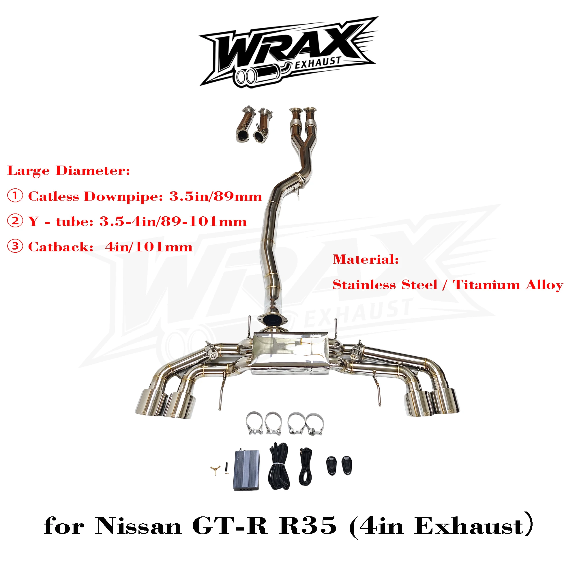 [Large Diameter] WRAX Exhaust for Nissan GT-R R35 Stainless Steel ...