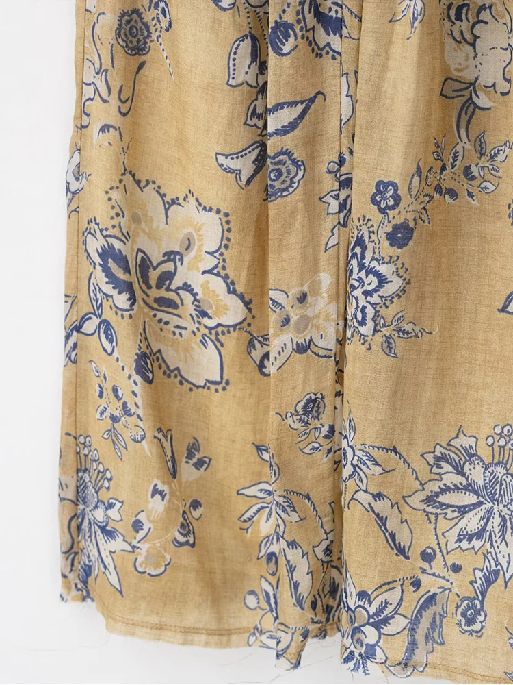 Chic Elegant Printed Long Skirts For Women Fashion 2025 New Floral Vintage Midi Skirt High Street Casual Holiday Skirts