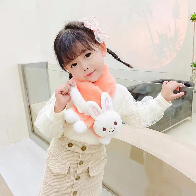 Cotton Children Winter Scarf for Boys Girls Cute Cartoon Rabbit