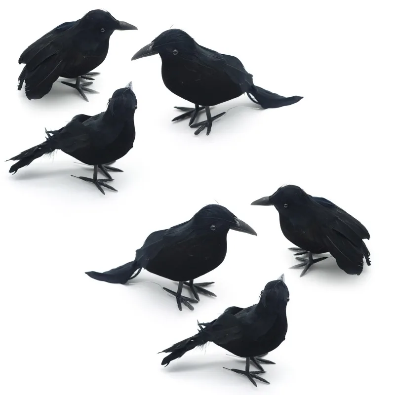 

Small Simulation Fake Bird Realistic Halloween Black Crow Model Home Decoration Animal Scary Toys Eye-catching Lightweight