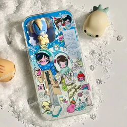 Winter Snowy Night Anime Girl Phone Case - Y2K Cartoon Creative Cover - iPhone 15 Plus (Only case)
