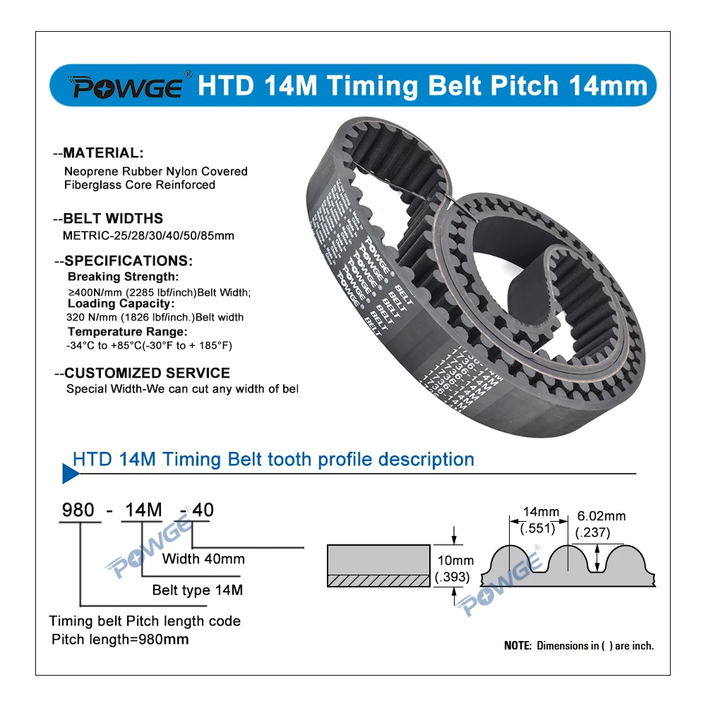 Correia cronometrando do POWGE-HTD 14M, Lp =