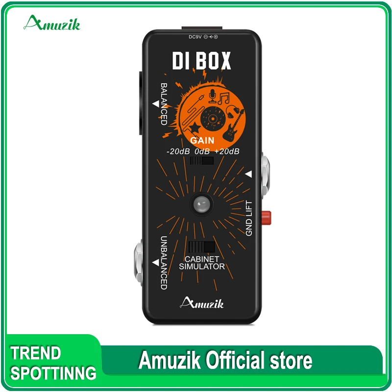 

Amuzik LEF-331 Direct Box Guitar Bass Passive DI Box With Cabinet Simulator 1/4 and XLR Ture Bypass Full Metal Case