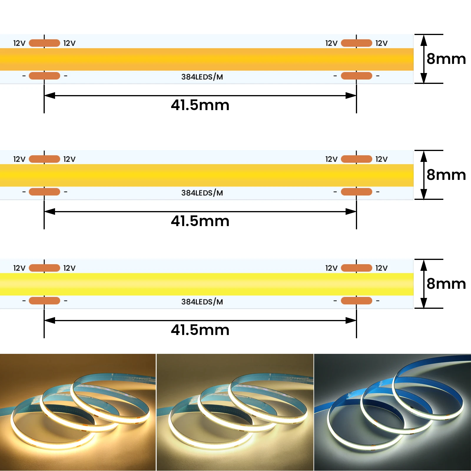 DC 12V 24V COB Strip 480 384 320 528Leds/M High Density S6b674ded0eea4a998fa2ce716153874f9