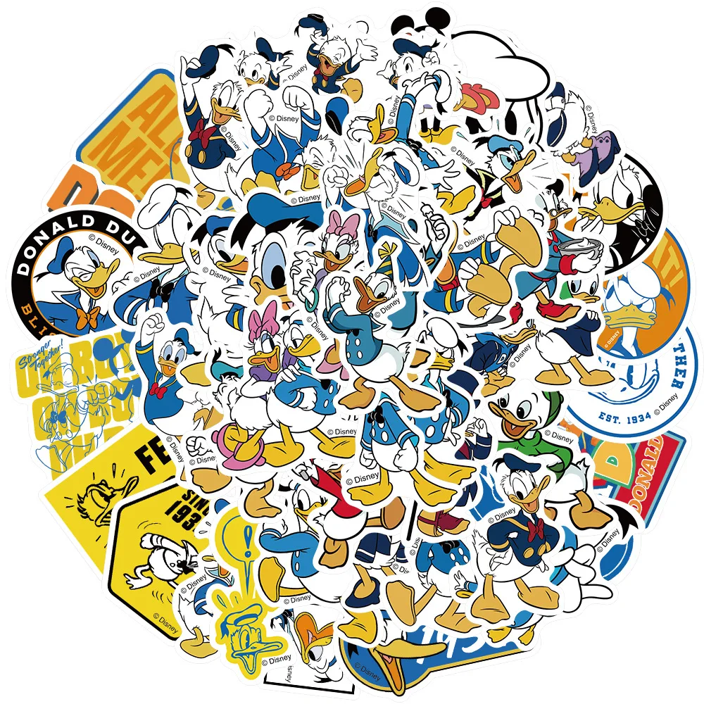 10/30/50Pcs Disney Cartoon Donald Duck Stickers Giocattoli Laptop Phone Scrapbook Cancelleria Bike Fridge Guitar Cute Decalcomanie Regalo Per Bambini