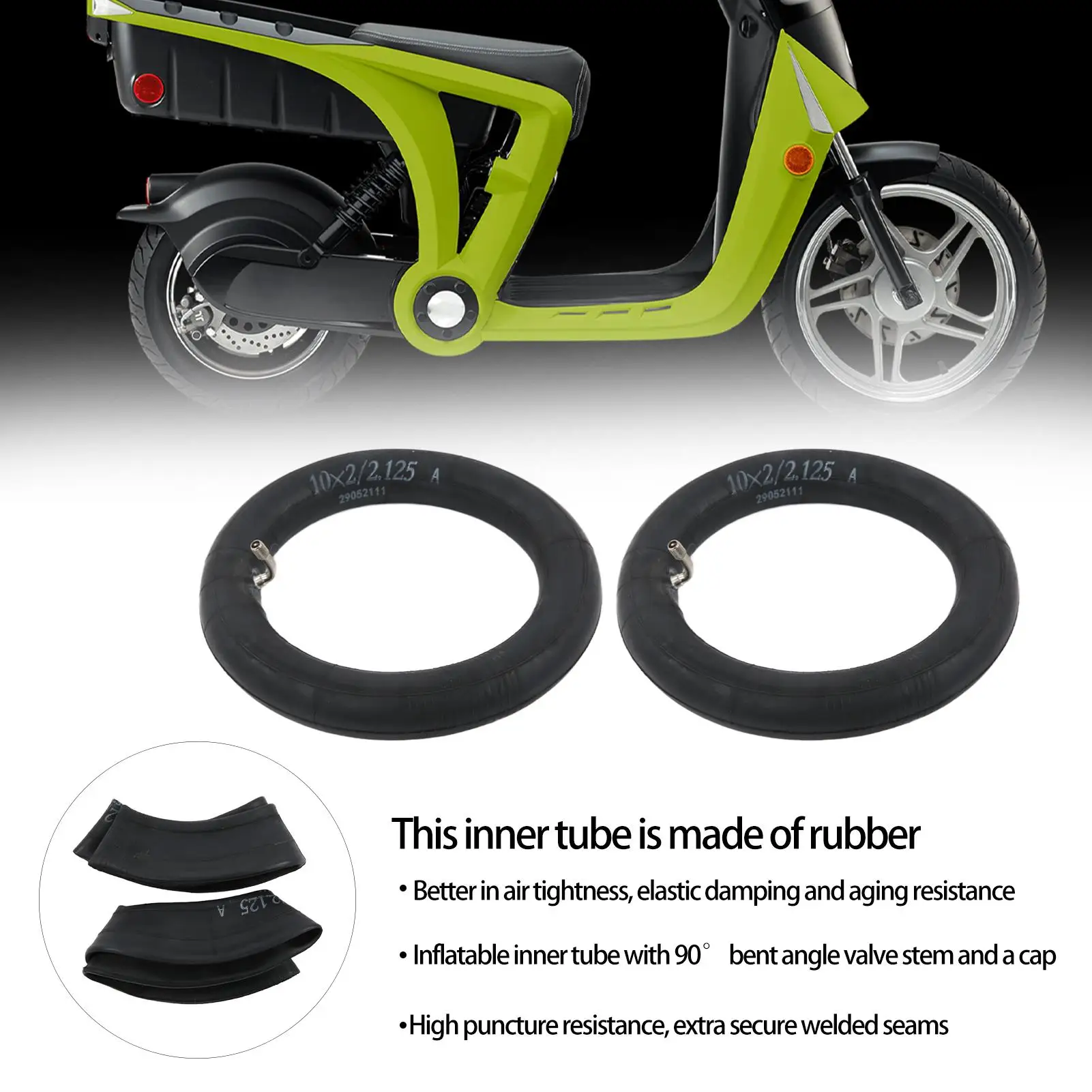 Front Wheel Inner Tubes Good Air Tightness 10x2in Inner Tubes for baby Strollers for 10x1 .90/1.95/2/2.12/2.25 Tires