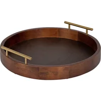 Medieval Modern Circular Wooden Tray, Diameter 15.5 Inches, Decorative Tray 1