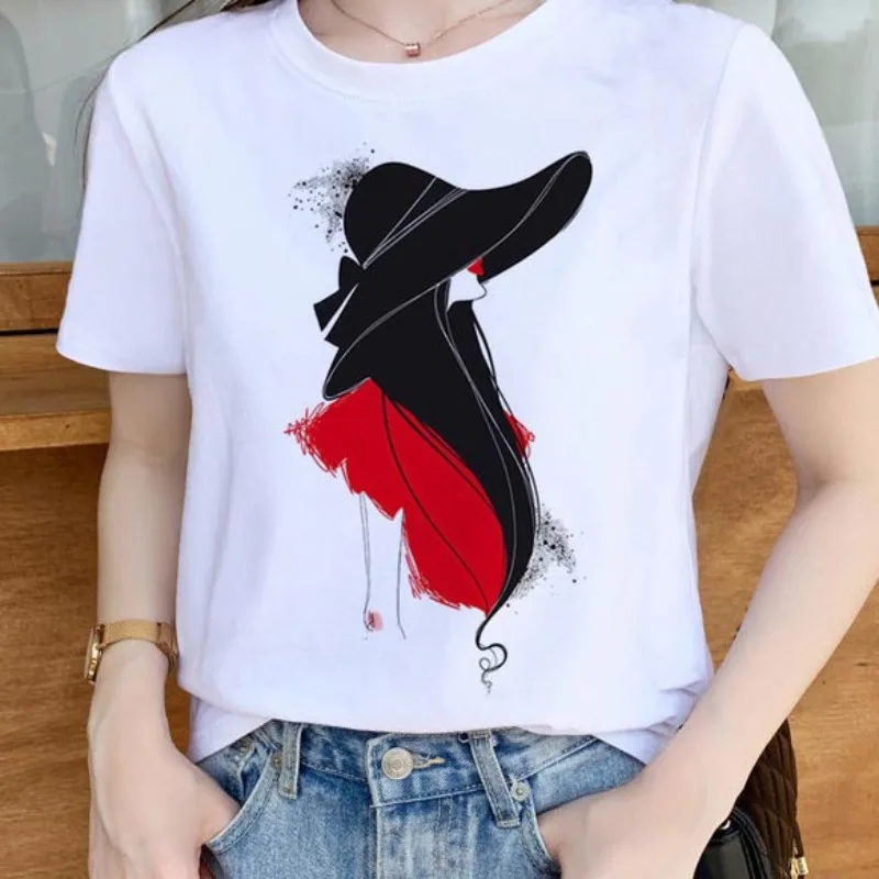 

Women's Short-sleeved T-shirt Fashion High Heels Printed Base Shirt Women Clothing Oversized T Shirt Harajuku