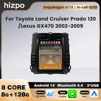 Radio de Coche con Carplay Inalámbrico Android 14 para Toyota Land Cruiser Prado120/ Lexus GX470 2002-2009, Reproductor Multimedia Android Auto OBD 1