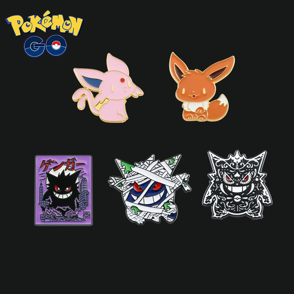 

Pokémon Collection Cartoon Anime Metal Enamel Brooch Kawaii Gengar Espeon Eevee Lapel Pin for Children Birthday Toy Gifts