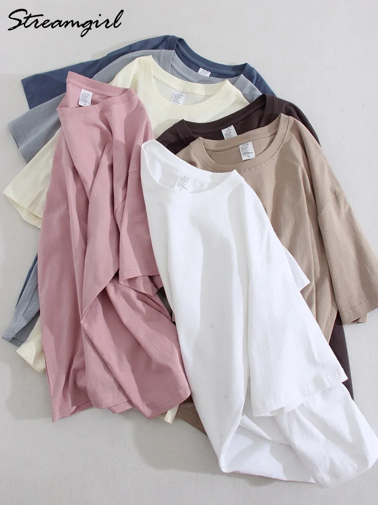 Camiseta caqui de gran tamaño para mujer, camisetas holgadas de