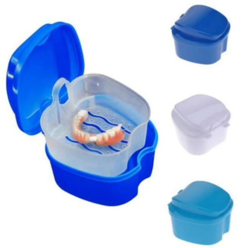 

Sdotter 1PC Oral Denture Care Bath Box Cleaning False Teeth Nursing with Hanging Net Container Cleaning False Teeth Bath Case Dr