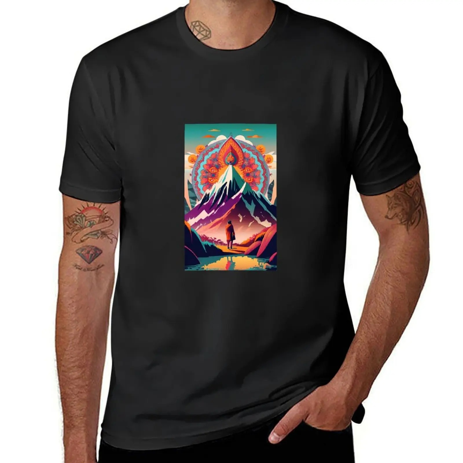 Spiritual Mountain T-Shirt funnys hippie clothes t shirts for men cotton