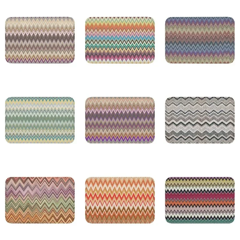 

Colorful Home Zig Zag Pattern Doormat Non-Slip Kitchen Bath Mat Bohemian Geometric Bedroom Floor Door Entrance Carpet Rug