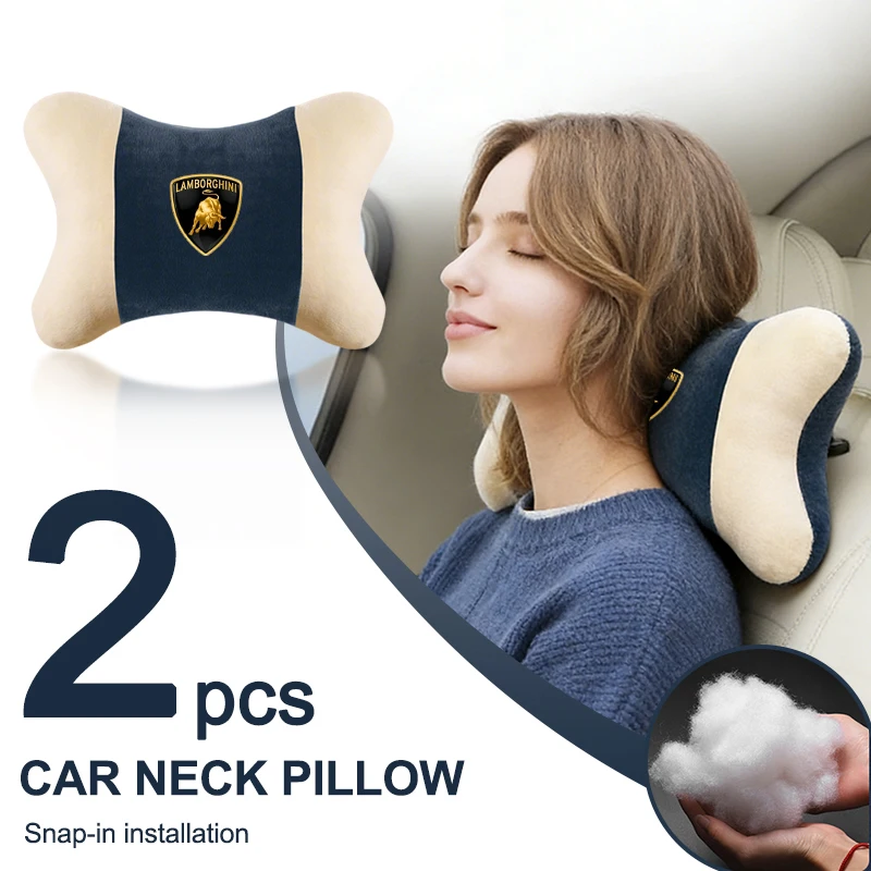 스티커 고급 스웨이드 머리 받침 쿠션 람보르기니 LP570 LP610 Urus LP700 LP770 Gallardo Aventador용 편안한 목 지지대