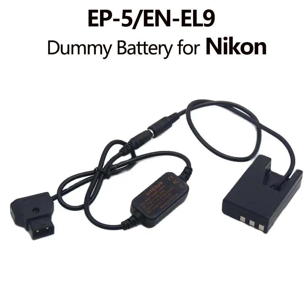 

D-Tap Power DC Cable EH-5A EP-5 DC Coupler EN-EL9 EN EL9 Dummy Battery for Nikon D40 D40X D60 D3000 D5000 Camera