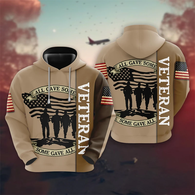 

US Veteran Camouflage Graphic Sweatshirts America Soldier Camo Hoodies For Men Clothes Casual Male Pullovers Sport Tracksuit Top