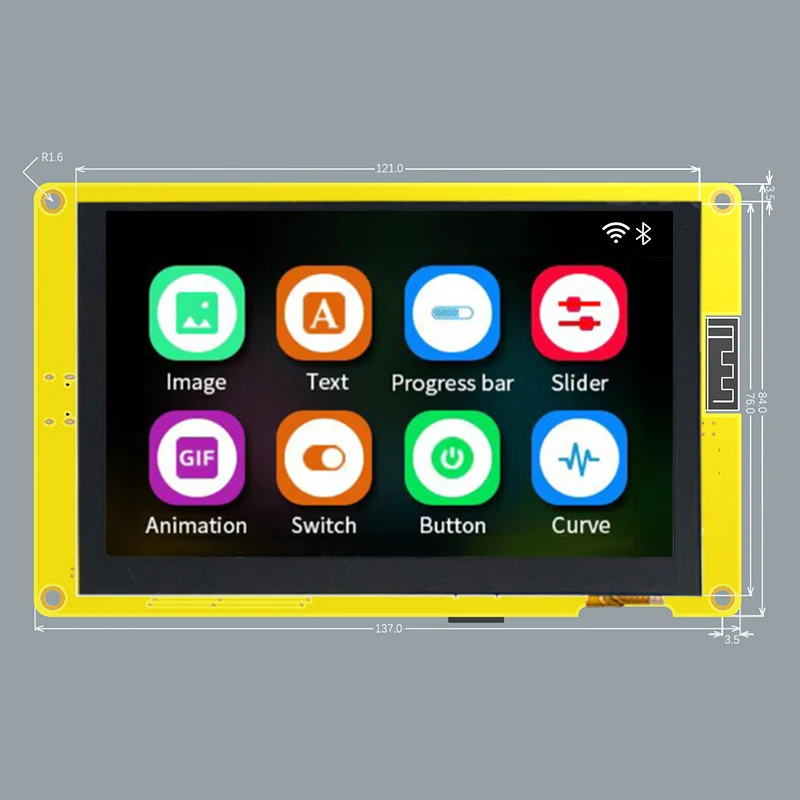 ESP32-S3 HMI 8M PSRAM 16M ÷ Ƶ̳ LVGL    5 ġ IPS 800x480 Ʈ ÷ ũ, 5.0 ġ RGB LCD TFT 