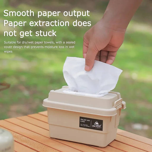 Outdoor Tissue Case Desktop Napkin Paper Storage Box Portable 1.1L Camping Picnic Seasoning Bottle Organizer Sundries Bucket 3