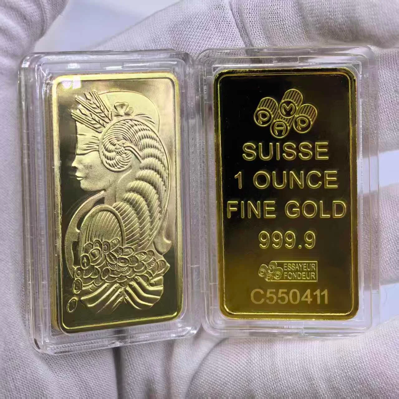 Barra de oro suiza de 24 k, barras de lingotes de oro no magnéticas, 2,5G/5G/10G/20G/50G/100G/15,5G/31G