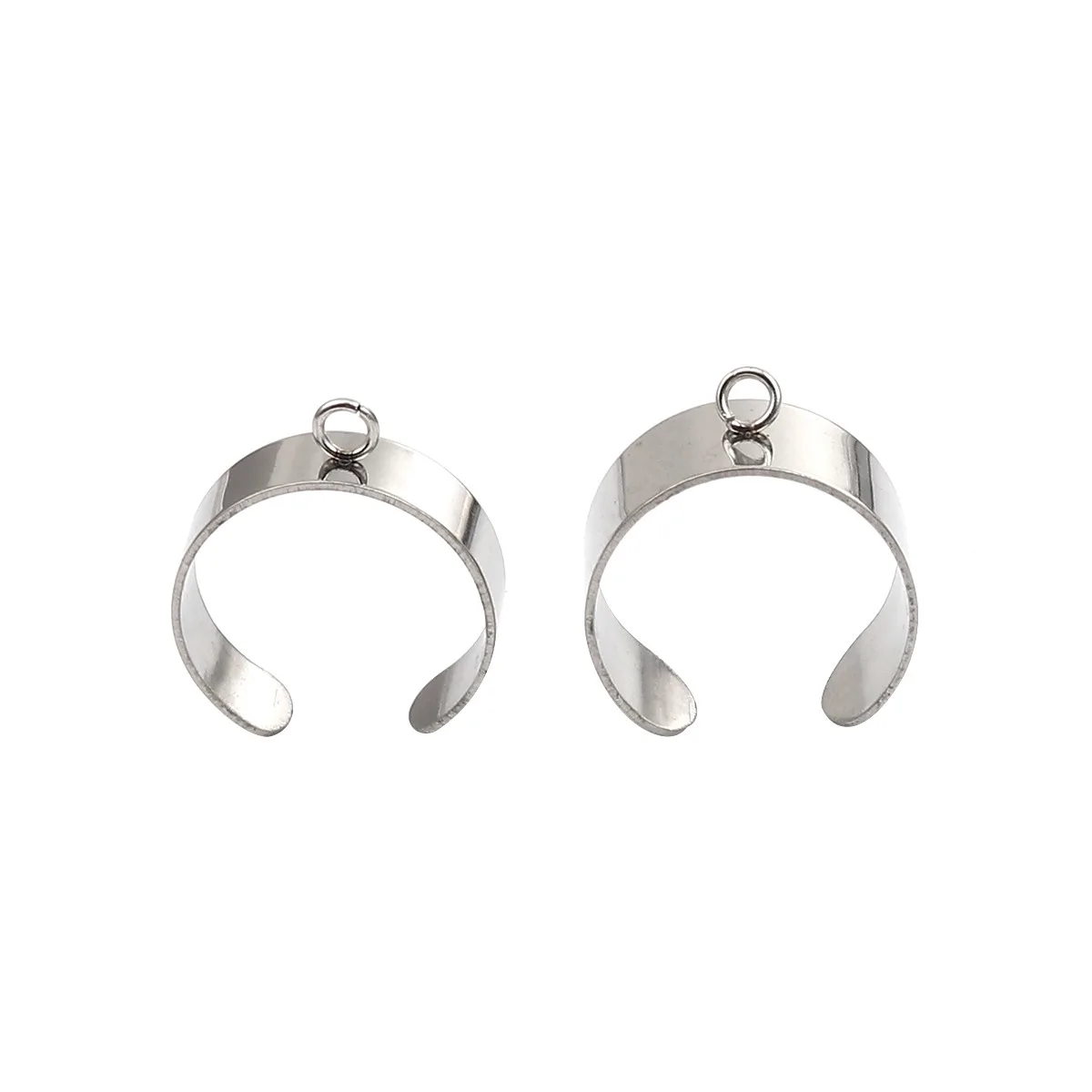 6mm 10mm Stainless Steel Open Adjustable Rings Gold Color Metal Round W/ Loop DIY Making Rings Jewelry Findings 18.1mm(US Sie 8)