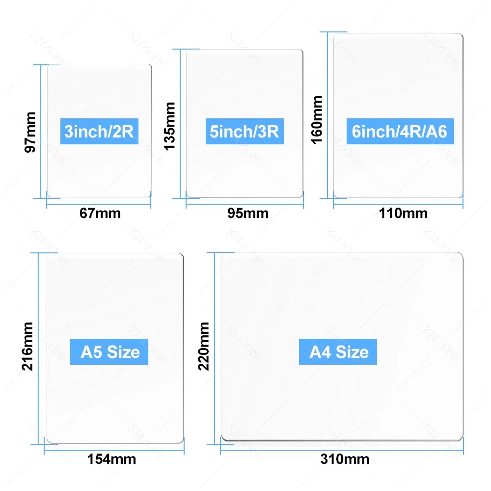 50sheets 80 Mic 3/5/6/inch Laminating Film PET EVA Plastic Filmfor Hot Laminator 2R 3R 4R A5 A4 For Photo/Files/Card/Picture - 3